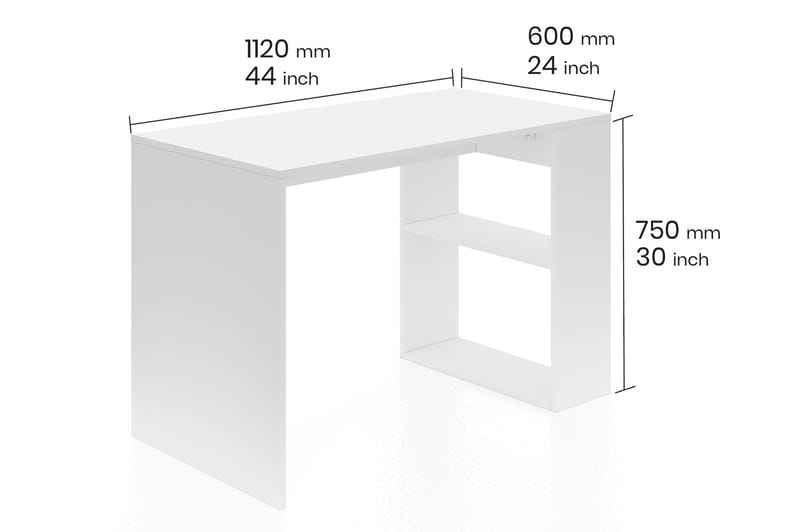 Ulvsryd Skrivbord 112 cm med Förvaring Hyllor - Vit - Skrivbord