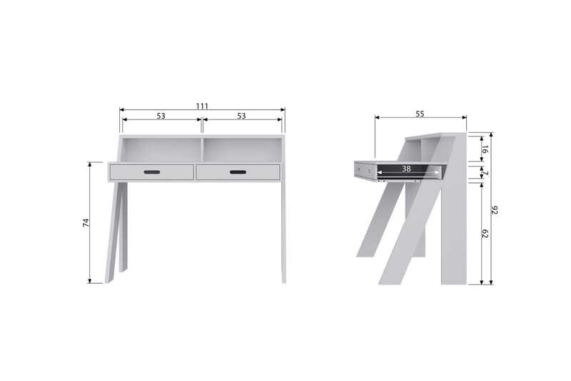 Varius Skrivbord 112 cm med Förvaring 2 Lådor - Betonggrå - Skrivbord