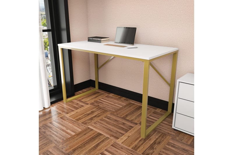 Vinresk Skrivbord 60x74x120 cm - Guld/Vit - Möbler - Bord & matgrupper - Kontorsbord - Skrivbord