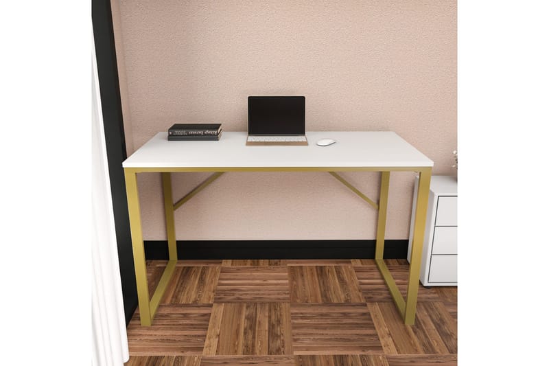Vinresk Skrivbord 60x74x120 cm - Guld/Vit - Möbler - Bord & matgrupper - Kontorsbord - Skrivbord
