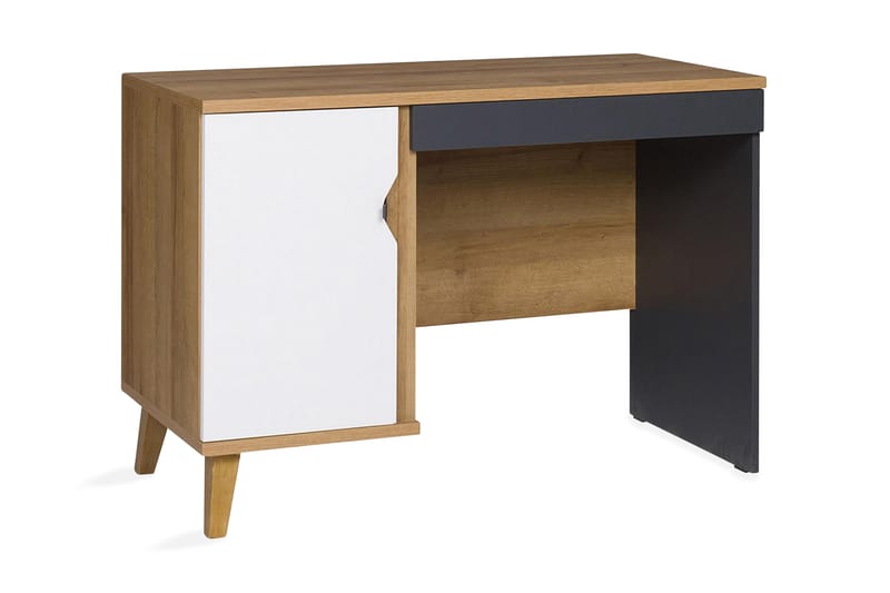 Vintra Skrivbord 110 cm med Förvaring Skåp - Brun/Vit/Svart - Skrivbord