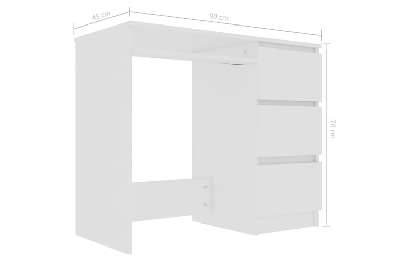Skrivbord vit 90x45x76 cm spånskiva - Vit - Skrivbord