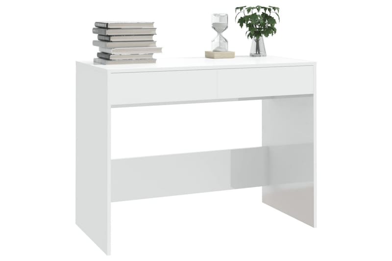 Skrivbord vit högglans 101x50x76,5 cm spånskiva - Vit - Skrivbord