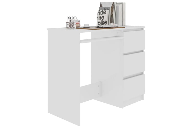 Skrivbord vit högglans 90x45x76 cm spånskiva - Vit - Skrivbord