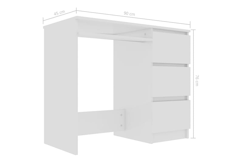 Skrivbord vit högglans 90x45x76 cm spånskiva - Vit - Skrivbord