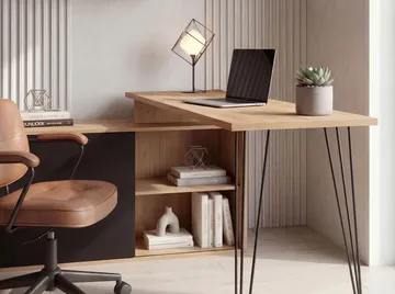 Vorlen Hörnskrivbord 130 cm i MDF med hylla - ekdekor svart - Möbler - Bord & matgrupper - Kontorsbord - Skrivbord - Hörnskrivbord