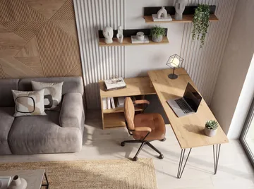 Vorlen Hörnskrivbord 130 cm i MDF med hylla - ekdekor svart - Möbler - Bord & matgrupper - Kontorsbord - Skrivbord - Hörnskrivbord