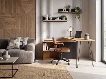 Vorlen Hörnskrivbord 130 cm i MDF med hylla - ekdekor svart - Möbler - Bord & matgrupper - Kontorsbord - Skrivbord - Hörnskrivbord