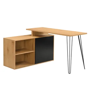 Vorlen Hörnskrivbord 130 cm i MDF med hylla - ekdekor svart - Möbler - Bord & matgrupper - Kontorsbord - Skrivbord - Hörnskrivbord