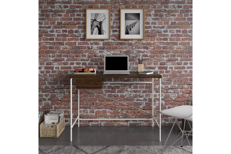 Webster Skrivbord 107 cm med Förvaring Låda Valnötsbrun - Novogratz - Möbler - Bord & matgrupper - Kontorsbord - Skrivbord