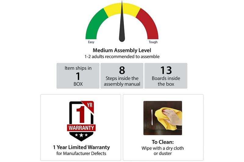 Westerleigh Skrivbord 116 cm Höj- och sänkbar 3 Lådor Svart - CosmoLiving - Möbler - Bord & matgrupper - Kontorsbord - Skrivbord - Höj och sänkbart skrivbord