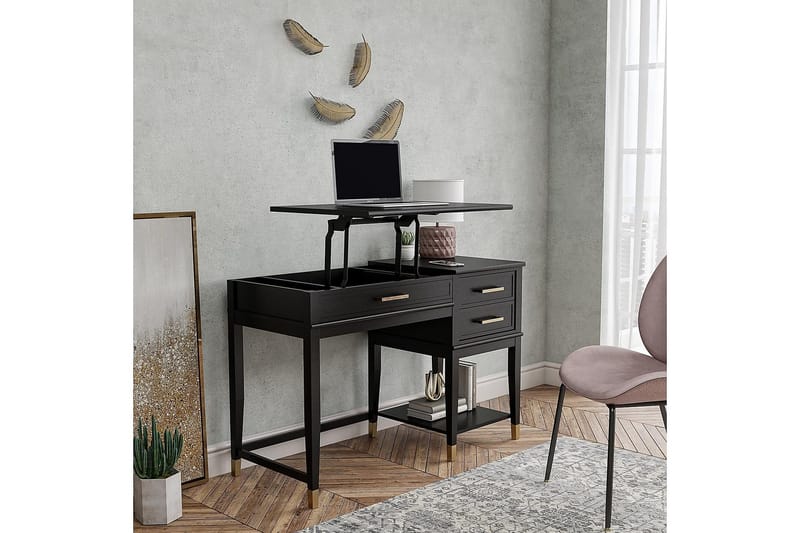 Westerleigh Skrivbord 116 cm Höj- och sänkbar 3 Lådor Svart - CosmoLiving - Möbler - Bord & matgrupper - Kontorsbord - Skrivbord - Höj och sänkbart skrivbord