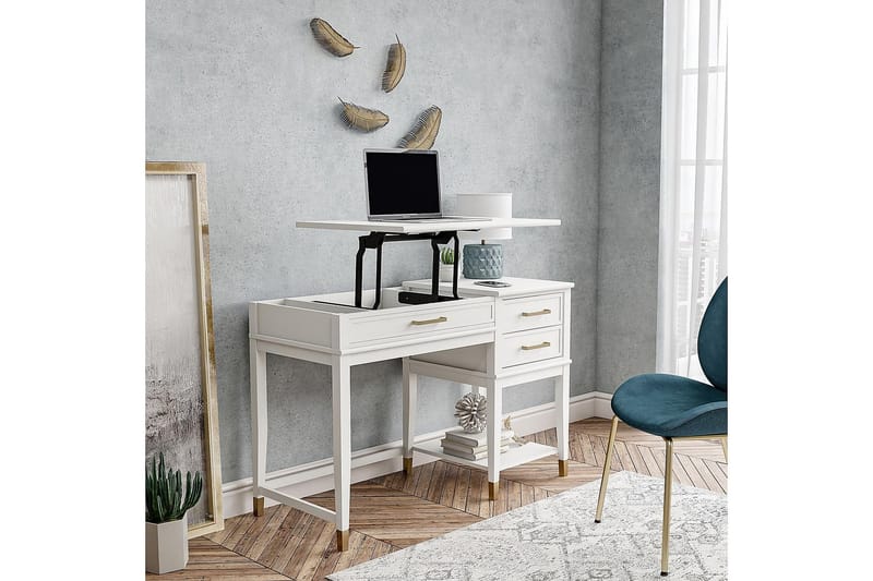 Westerleigh Skrivbord 116 cm Höj- och sänkbar 3 Lådor Vit - CosmoLiving - Möbler - Bord & matgrupper - Kontorsbord - Skrivbord - Höj och sänkbart skrivbord