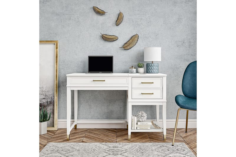 Westerleigh Skrivbord 116 cm Höj- och sänkbar 3 Lådor Vit - CosmoLiving - Möbler - Bord & matgrupper - Kontorsbord - Skrivbord - Höj och sänkbart skrivbord