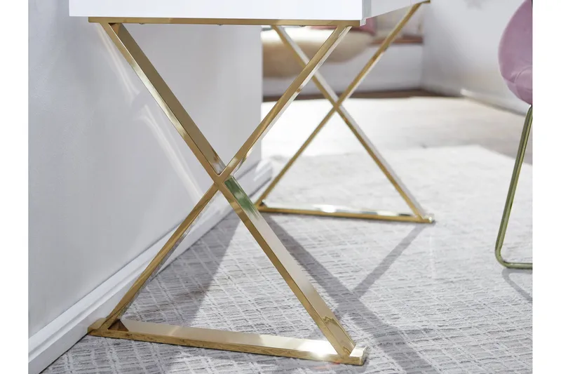 Willowdale Skrivbord 118 cm med Förvaring 2 Lådor - Vit/Guld - Möbler - Bord & matgrupper - Kontorsbord - Skrivbord