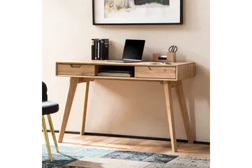 Skrivbord Wohnling Ek i trästil 120 cm med 2 lådor Förvaringsutrymme Modern - Möbler - Bord & matgrupper - Kontorsbord - Skrivbord