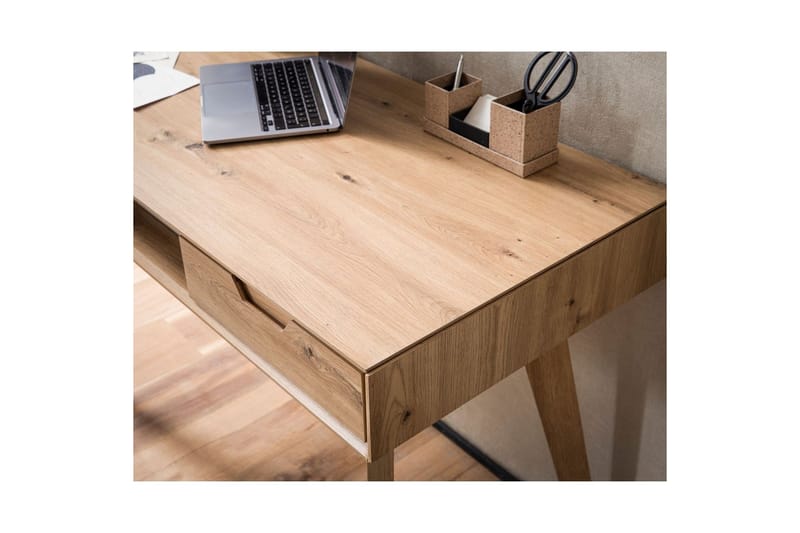 Skrivbord Wohnling Ek i trästil 120 cm med 2 lådor Förvaringsutrymme Modern - Möbler - Bord & matgrupper - Kontorsbord - Skrivbord