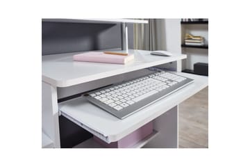 Skrivbord Wohnling för dator med hjul, tangentbord utdragbar, modern stil Vit - Vit - Möbler - Bord & matgrupper - Kontorsbord - Skrivbord
