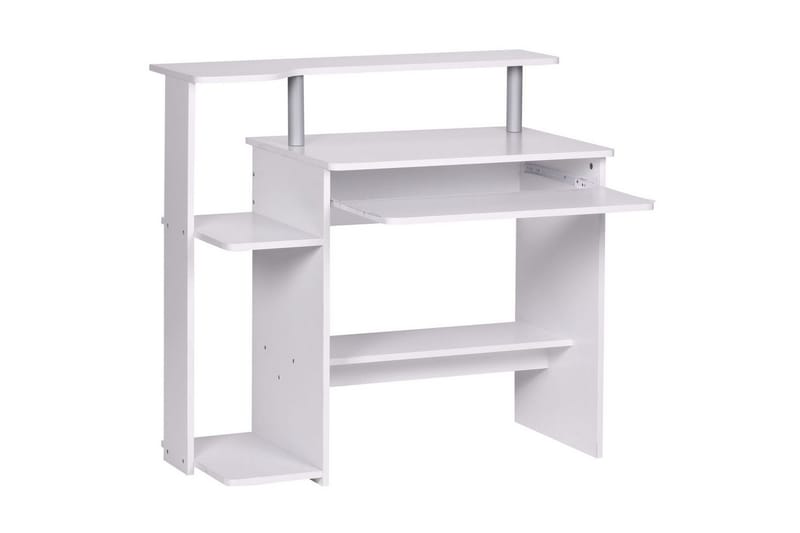 Skrivbord Wohnling för dator med hjul, tangentbord utdragbar, modern stil Vit - Vit - Möbler - Bord & matgrupper - Kontorsbord - Skrivbord