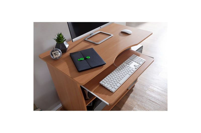 Skrivbord Wohnling för laptop eller dator med hjul, tangentbord utdragbar, modern stil Bok - Bok - Möbler - Bord & matgrupper - Kontorsbord - Skrivbord