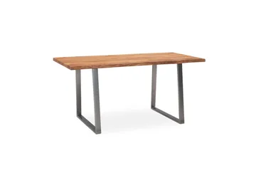 Skrivbord Wohnling Massiv trä träd kant metallben lantlig stil Silver, Rak, 180x90 cm