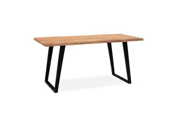 Skrivbord Wohnling Massiv trä träd kant metallben lantlig stil Svart, vinklad, 200x100 cm