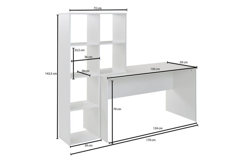 Skrivbord Wohnling med förvaringshylla 170 cm modern - Möbler - Bord & matgrupper - Kontorsbord - Skrivbord