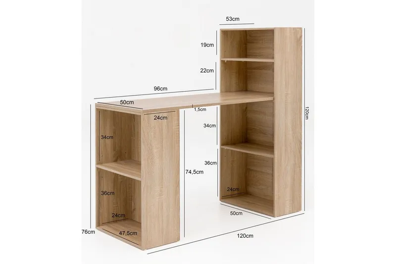 Skrivbord Wohnling med hylla 120x120x53 cm trä i modern stil Sonoma - Sonoma - Möbler - Bord & matgrupper - Kontorsbord - Skrivbord