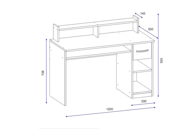 Yemisen Skrivbord 120 cm med Förvaring Låda + Hyllor - Vit - Möbler - Bord & matgrupper - Kontorsbord - Skrivbord