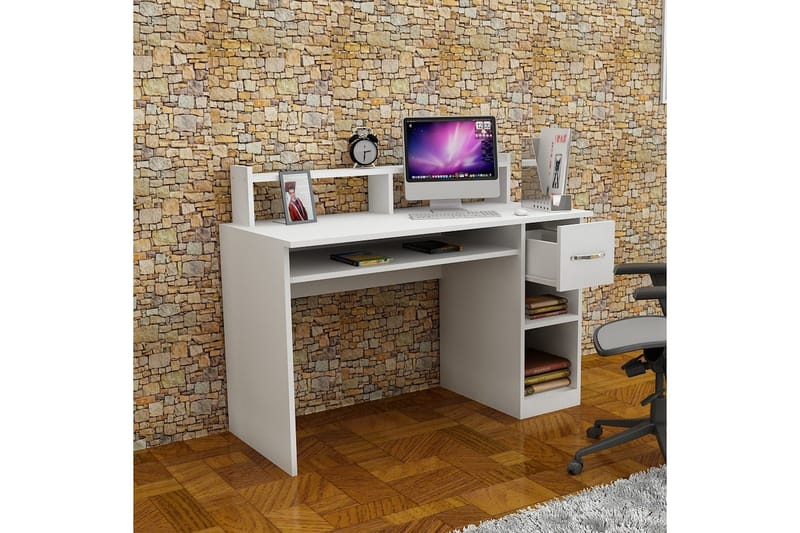 Yemisen Skrivbord 120 cm med Förvaring Låda + Hyllor - Vit - Möbler - Bord & matgrupper - Kontorsbord - Skrivbord