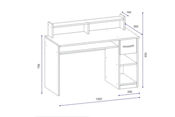 Yemisen Skrivbord 120 cm med Förvaring Låda + Hyllor - Vit - Möbler - Bord & matgrupper - Kontorsbord - Skrivbord