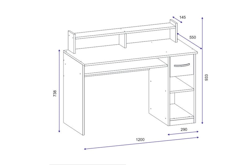 Yemisen Skrivbord 120 cm med Förvaring Låda + Hyllor - Vit - Möbler - Bord & matgrupper - Kontorsbord - Skrivbord