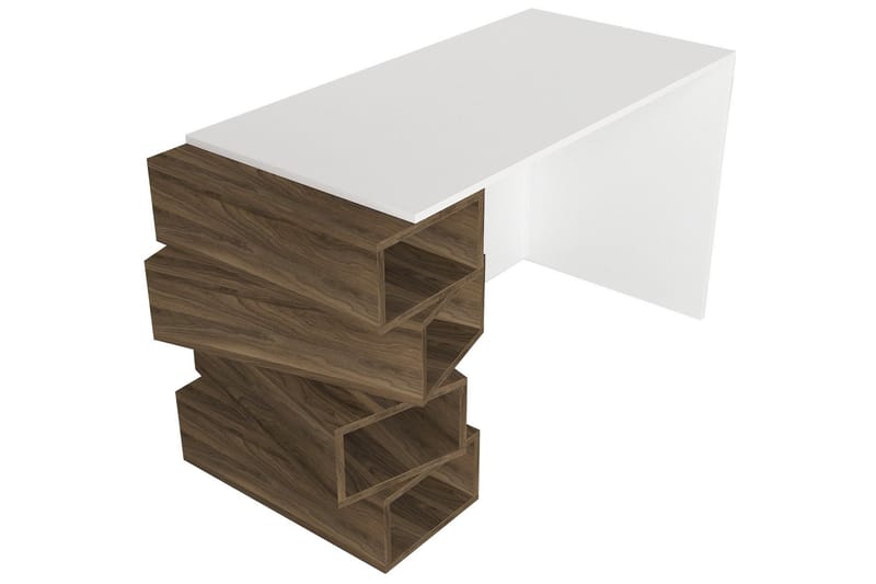 Yengall Skrivbord 130 cm med Förvaring Hyllor - Vit/Valnötsbrun - Möbler - Bord & matgrupper - Kontorsbord - Skrivbord