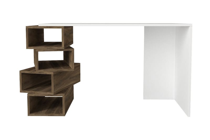 Yengall Skrivbord 130 cm med Förvaring Hyllor - Vit/Valnötsbrun - Möbler - Bord & matgrupper - Kontorsbord - Skrivbord