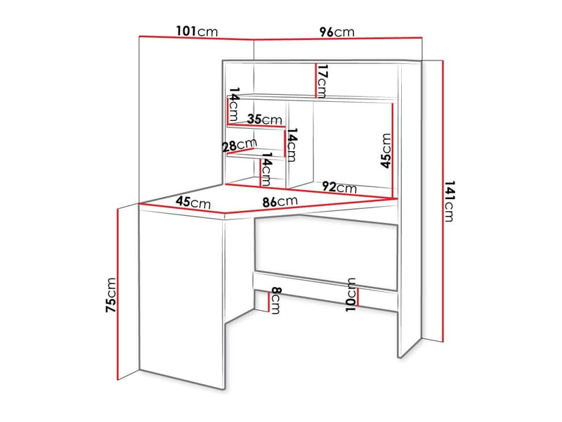 Zayden Skrivbord 96 cm - beige - Möbler - Bord & matgrupper - Kontorsbord - Skrivbord - Hörnskrivbord