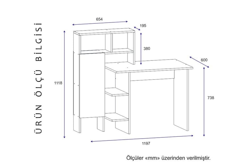 Zeko Skrivbord 120 cm med Förvaring Hylla - Ekfärg - Möbler - Bord & matgrupper - Kontorsbord - Skrivbord