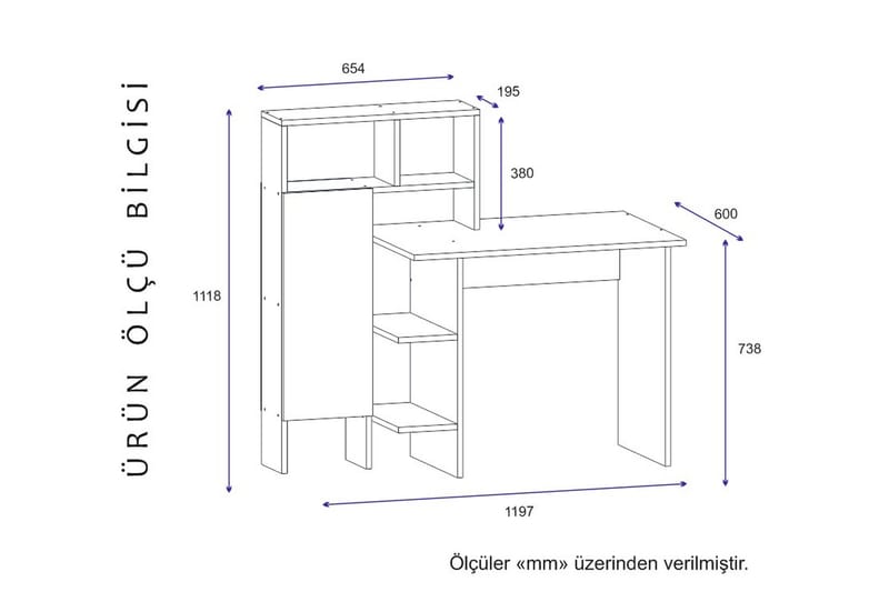 Zeko Skrivbord 120 cm med Förvaring Hylla - Ekfärg - Skrivbord