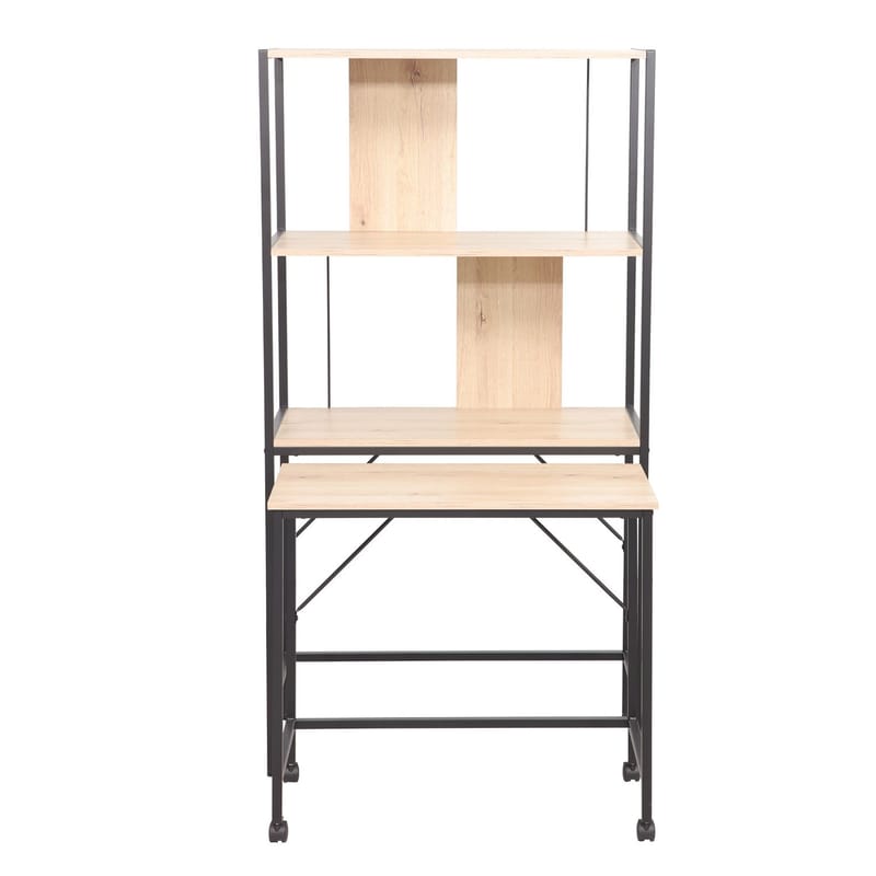 Skrivbord/hylla Lester 84x40x160 cm melamin - ljust trä / svart - Möbler - Bord & matgrupper - Kontorsbord - Skrivbord