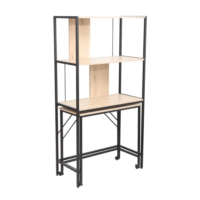 Skrivbord/hylla Lester 84x40x160 cm melamin - ljust trä / svart - Möbler - Bord & matgrupper - Kontorsbord - Skrivbord