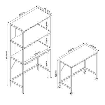 Skrivbord/hylla Lester 84x40x160 cm melamin - ljust trä / svart - Möbler - Bord & matgrupper - Kontorsbord - Skrivbord