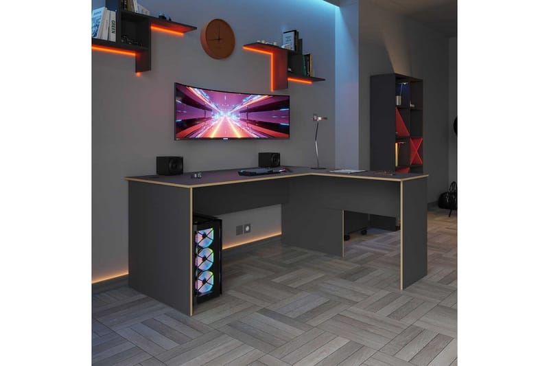 Soonam Skrivbord 160x144 cm - Rödfärgat trä/Antracit - Möbler - Bord & matgrupper - Kontorsbord - Skrivbord