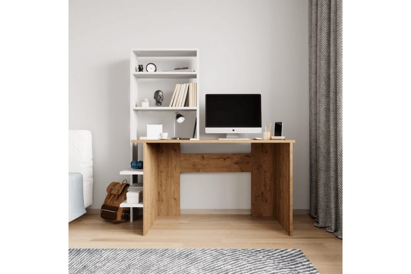 Sorav Skrivbord 55x120 cm - Mediumfärgat trä/Vit - Möbler - Bord & matgrupper - Kontorsbord - Skrivbord