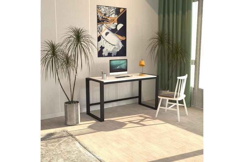 Sorix Skrivbord 55x122 cm, Vit/Svart