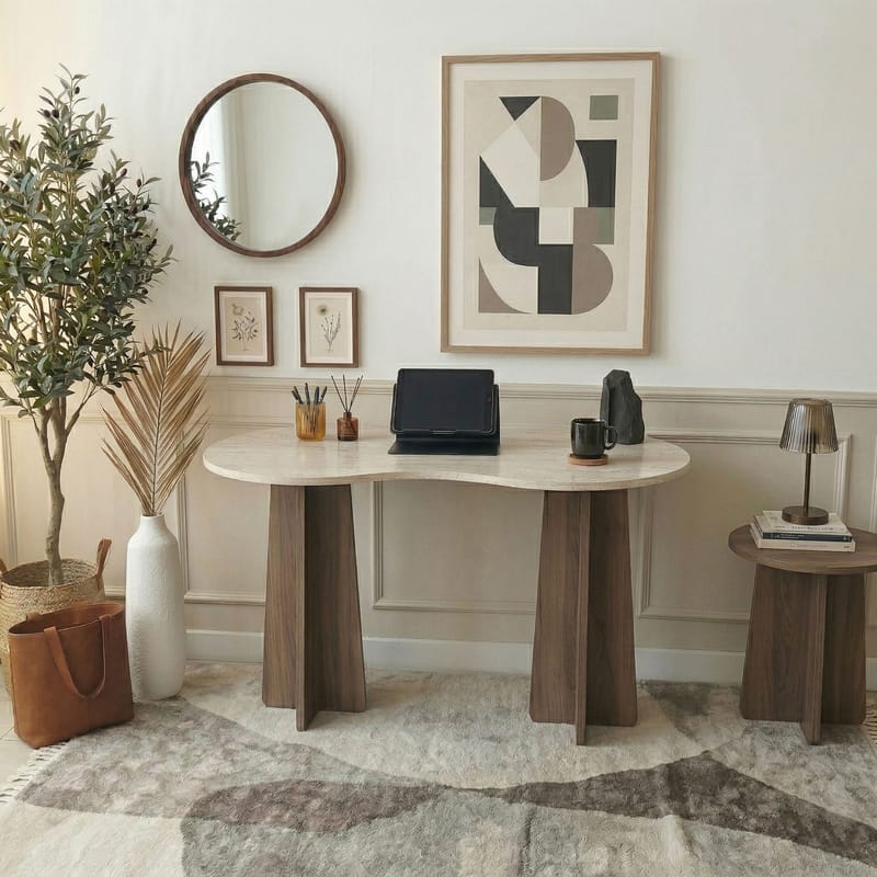 Soryn Skrivbord 120x75x60 cm - Travertine Walnut - Möbler - Bord & matgrupper - Kontorsbord - Skrivbord