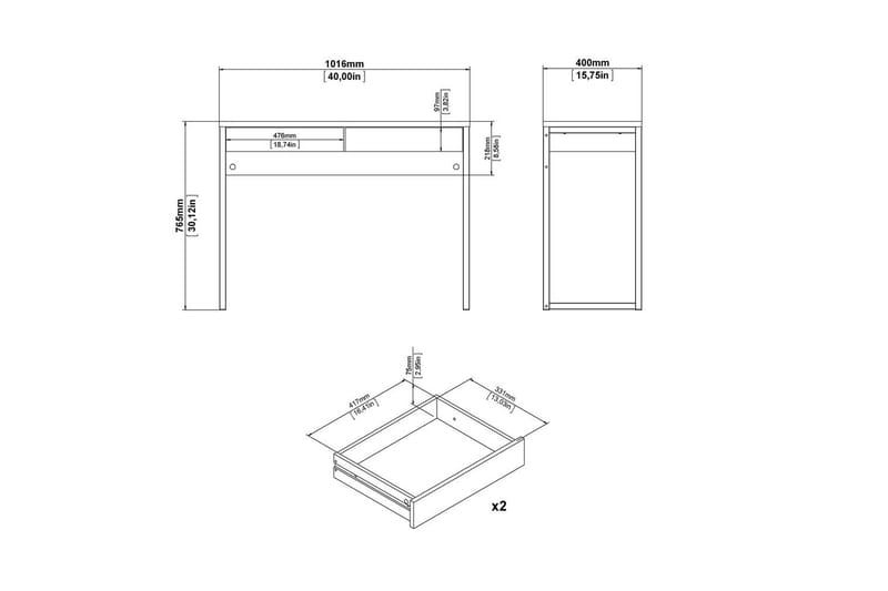 Taketo Skrivbord 40x101,6 cm - Vit - Möbler - Bord & matgrupper - Kontorsbord - Skrivbord