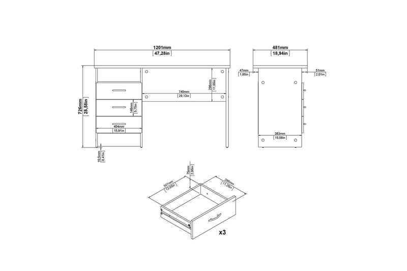 Taketo Skrivbord 48,1x120,1 cm - Natur - Möbler - Bord & matgrupper - Kontorsbord - Skrivbord