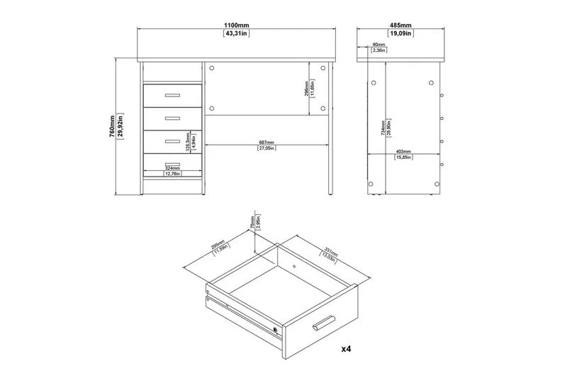 Taketo Skrivbord 48,5x110 cm - Natur - Möbler - Bord & matgrupper - Kontorsbord - Skrivbord