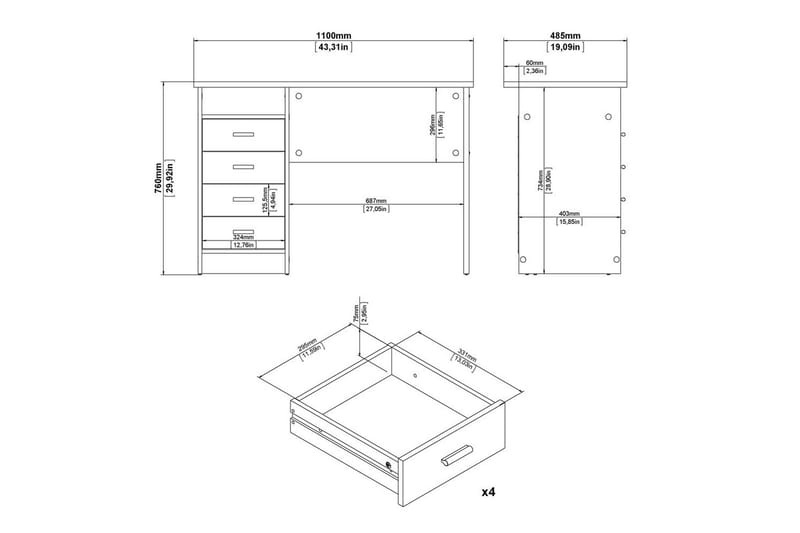 Taketo Skrivbord 48,5x110 cm - Natur - Möbler - Bord & matgrupper - Kontorsbord - Skrivbord