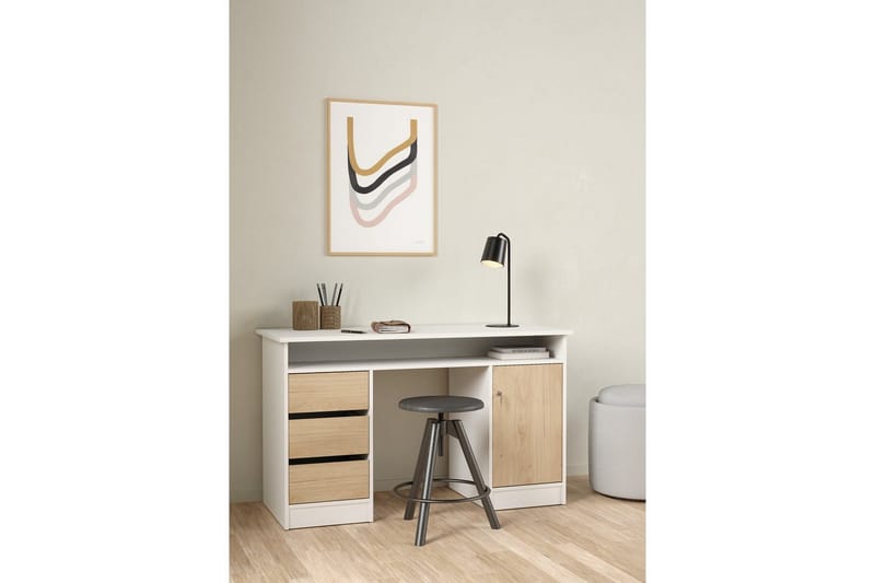 Taketo Skrivbord 55x126 cm - Vit/Natur - Möbler - Bord & matgrupper - Kontorsbord - Skrivbord