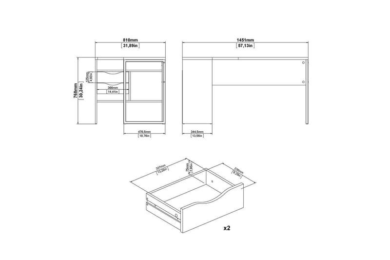 Taketo Skrivbord 81x145,1 cm - Vit - Möbler - Bord & matgrupper - Kontorsbord - Skrivbord